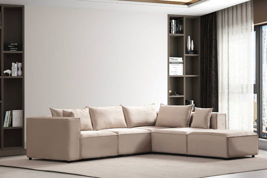 Canapé modulable Élégance 4+1 en Velours beige
