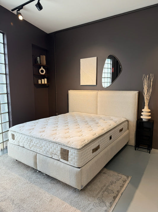 LIT COFFRE MAYA BLANC CASSÉ CHENILLE