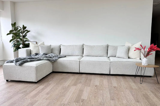 Canapé modulable Élégance 4+1 pouf en Chenille