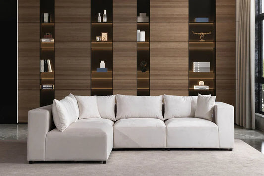 Canapé Azra Modulable Velours Blanc cassé
