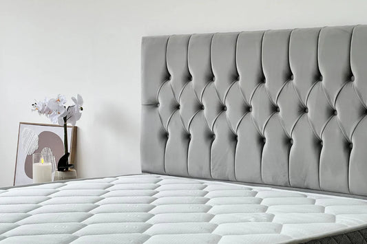 Lit Coffre HUGO BEIGE - Velours