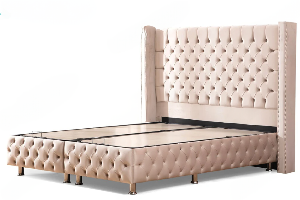 Lit Coffre CLOUTE Beige