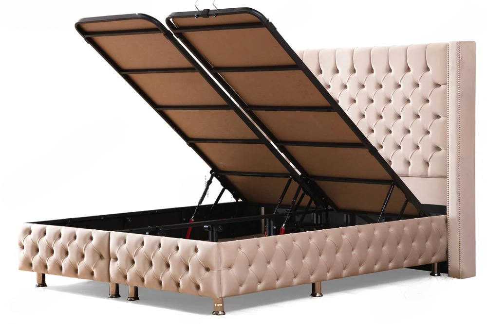 Lit Coffre CLOUTE Beige