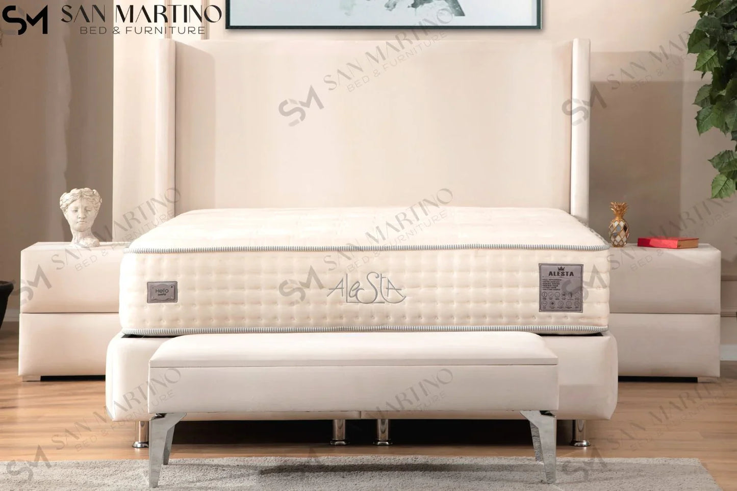 Lit Coffre COCO BLANC ECRU - Velours
