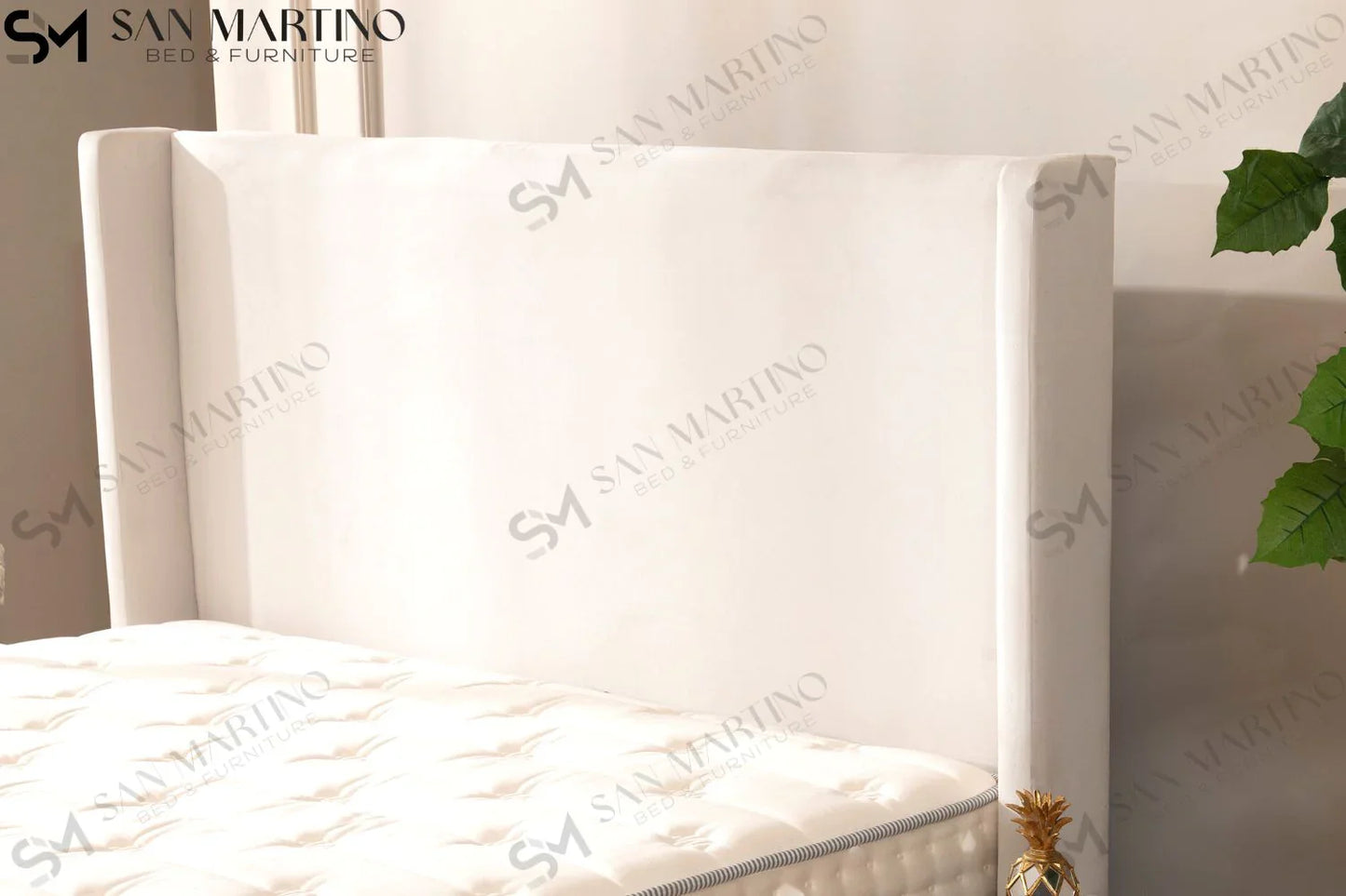 Lit Coffre COCO BLANC ECRU - Velours