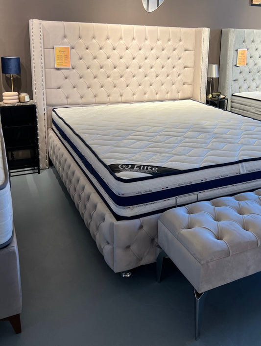Lit Coffre CLOUTE Beige
