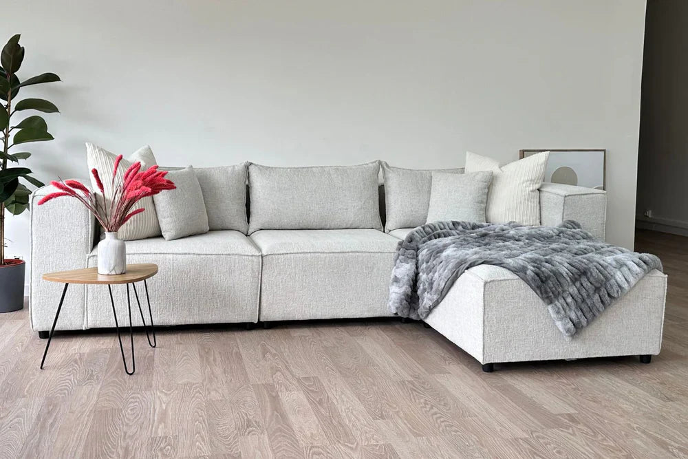 Canapé modulable Élégance 3+1 pouf en Chenille
