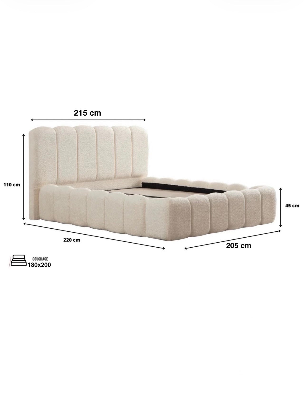 LIT COFFRE ALYA BLANC CHENILLE