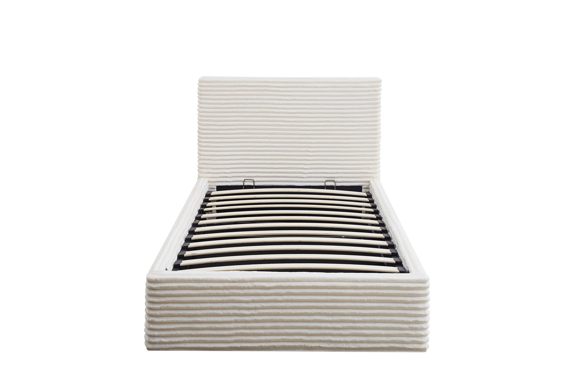 Lit Coffre Maia Ecru 90x190 Tissu Côtelé