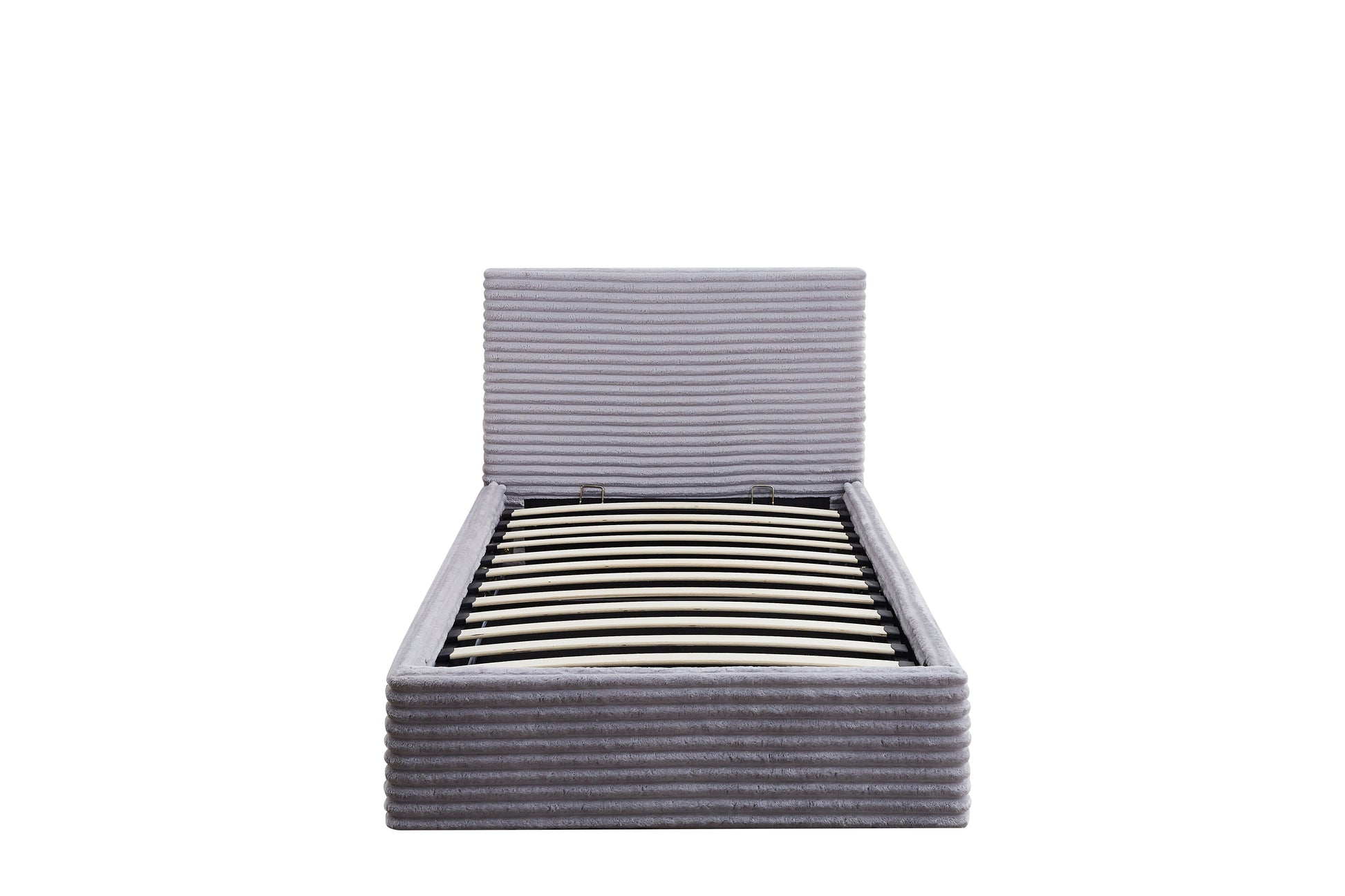 Lit Coffre Maia Gris Tissu Côtelé