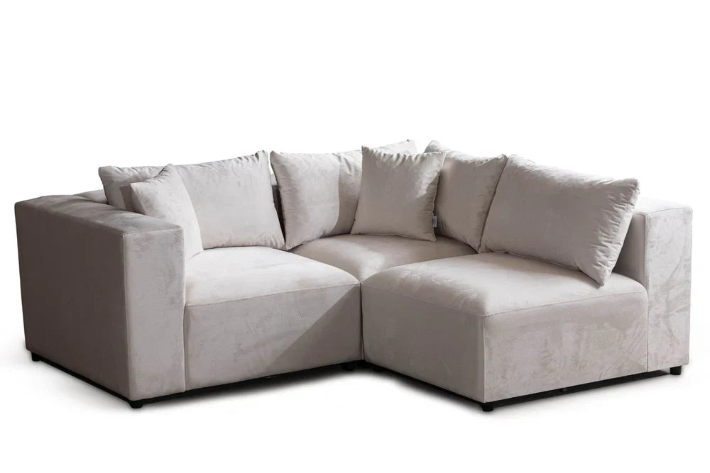 Canapé Azra Modulable Velours Blanc cassé