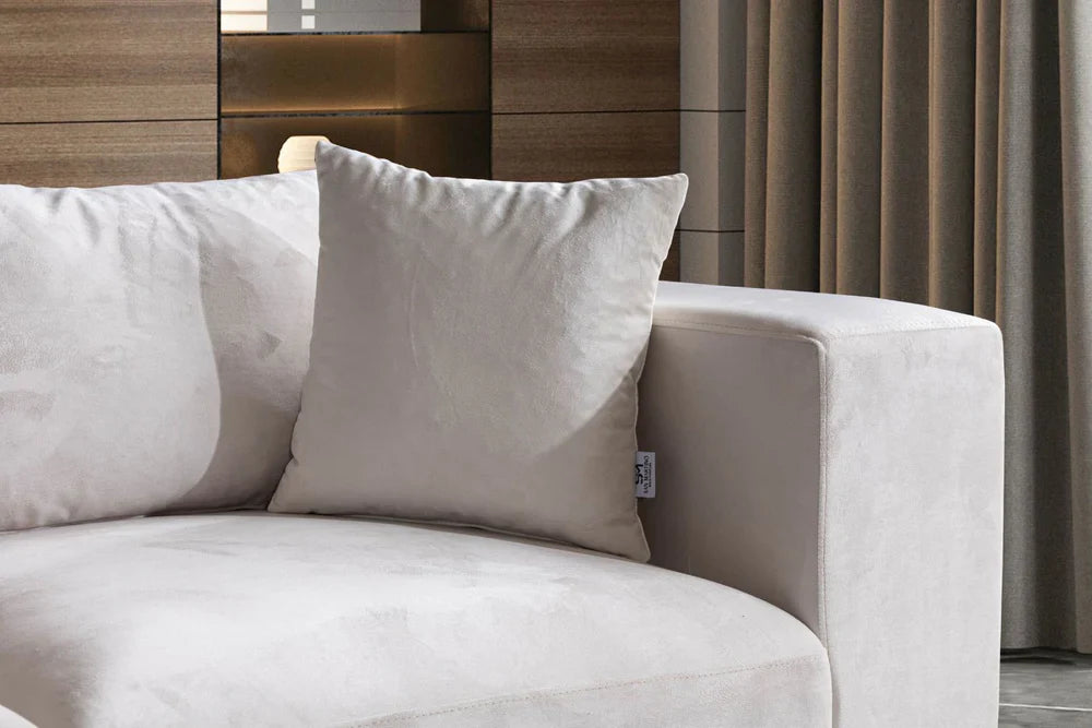 Canapé Azra Modulable Velours Blanc cassé