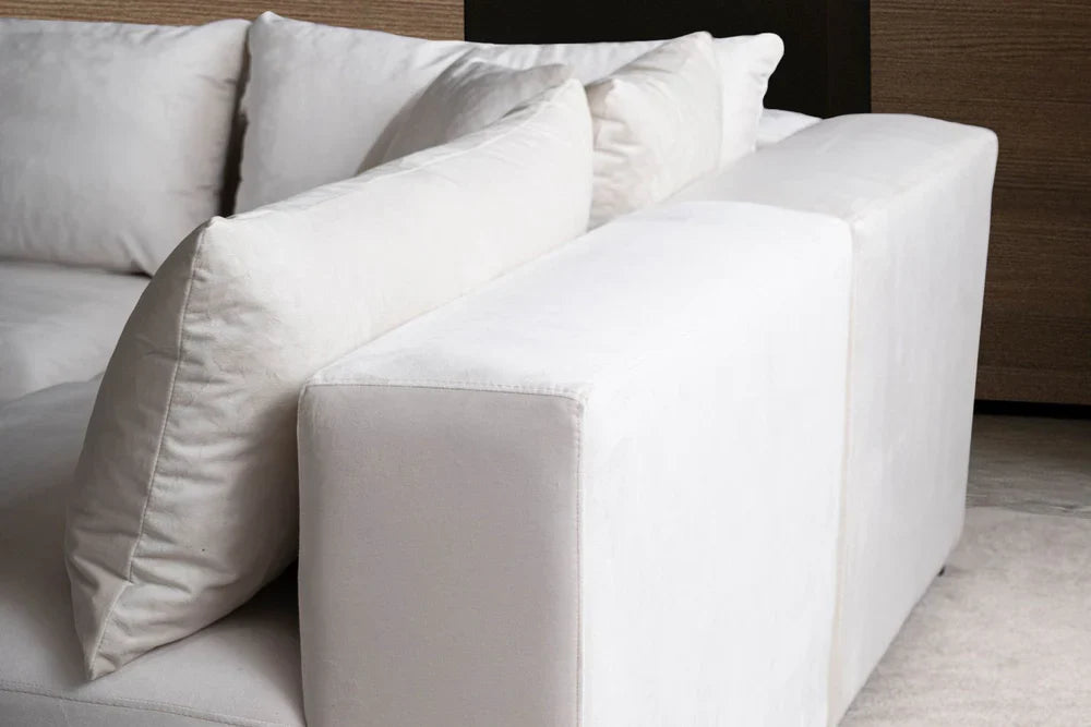 Canapé Azra Modulable Velours Blanc cassé