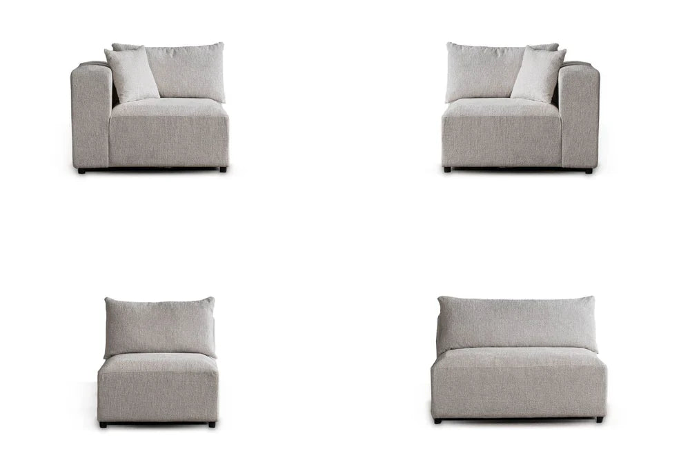 Canapé Azra Modulable Chenille Blanc cassé