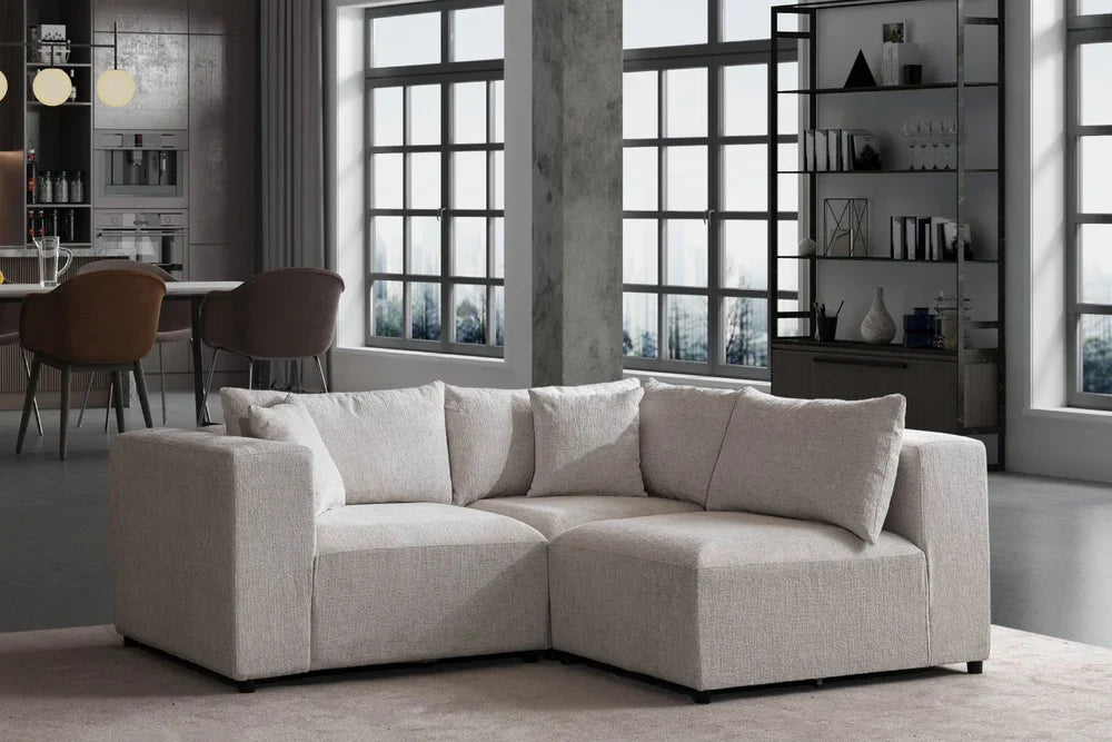 Canapé Azra Modulable Chenille Blanc cassé
