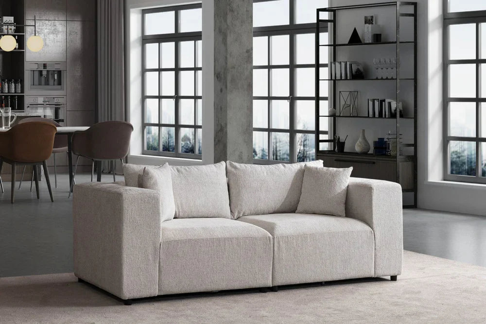 Canapé Azra Modulable Chenille Blanc cassé