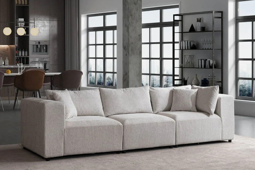 Canapé Azra Modulable Chenille Blanc cassé