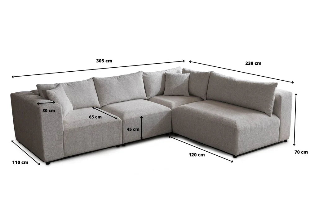 Canapé Azra Modulable Chenille Blanc cassé