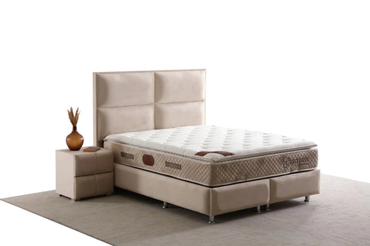 Lit coffre SIDNEY beige - Velours