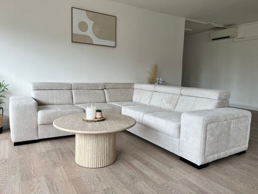 Canapé KAROLA convertible en tissu marbella Beige